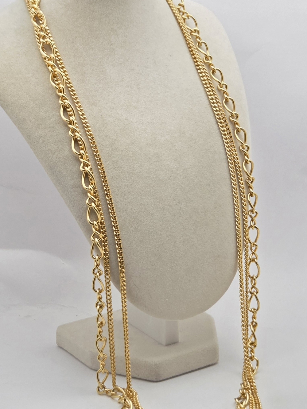 Vintage Gold Tone Multi-Strand Layered Chain Necklace 29.5"